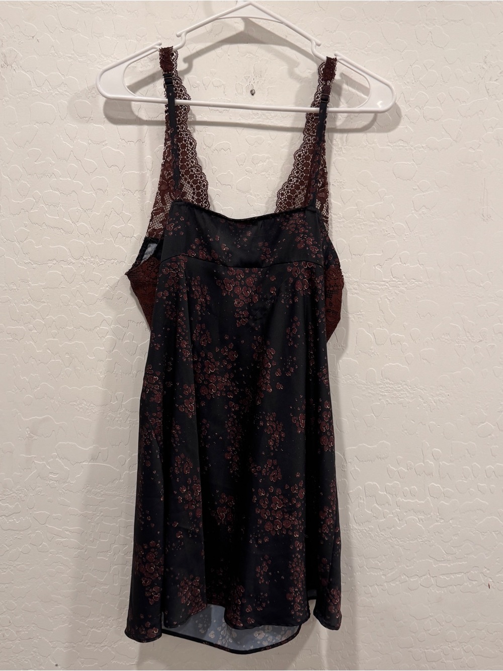 Free People Countryside Printed Satin Slip Dress Womens Medium Mini Lace Trim - Picture 7 of 9
